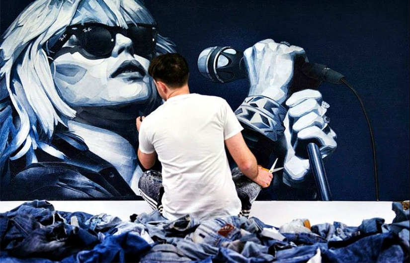14 realistic portraits of celebrities made of denim 14 realistic portraits of celebrities made of denim