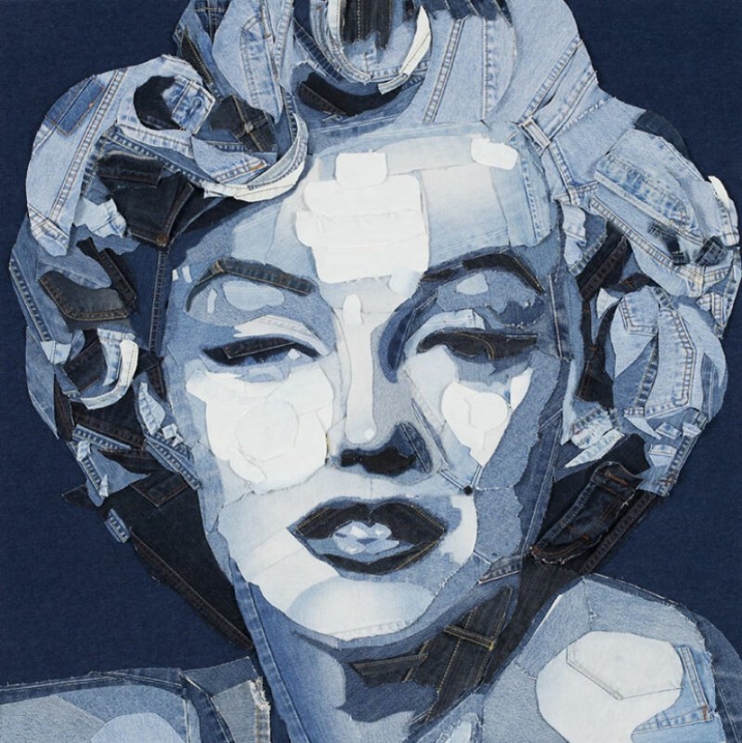 14 realistic portraits of celebrities made of denim 14 realistic portraits of celebrities made of denim