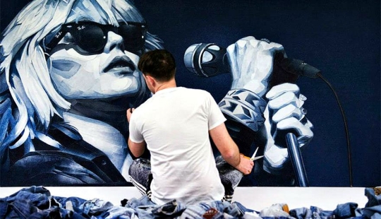 14 realistic portraits of celebrities made of denim 14 realistic portraits of celebrities made of denim