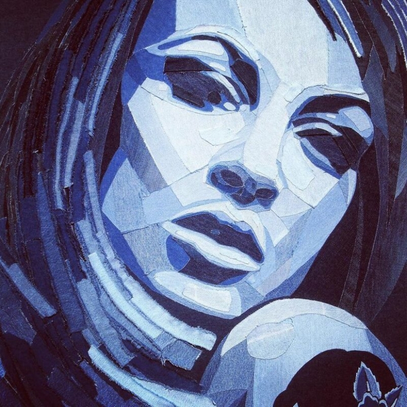 14 realistic portraits of celebrities made of denim 14 realistic portraits of celebrities made of denim
