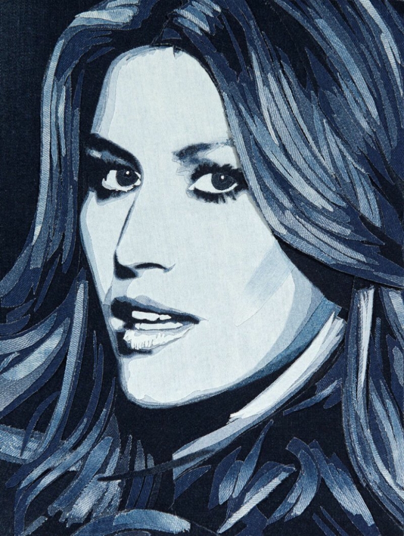 14 realistic portraits of celebrities made of denim 14 realistic portraits of celebrities made of denim