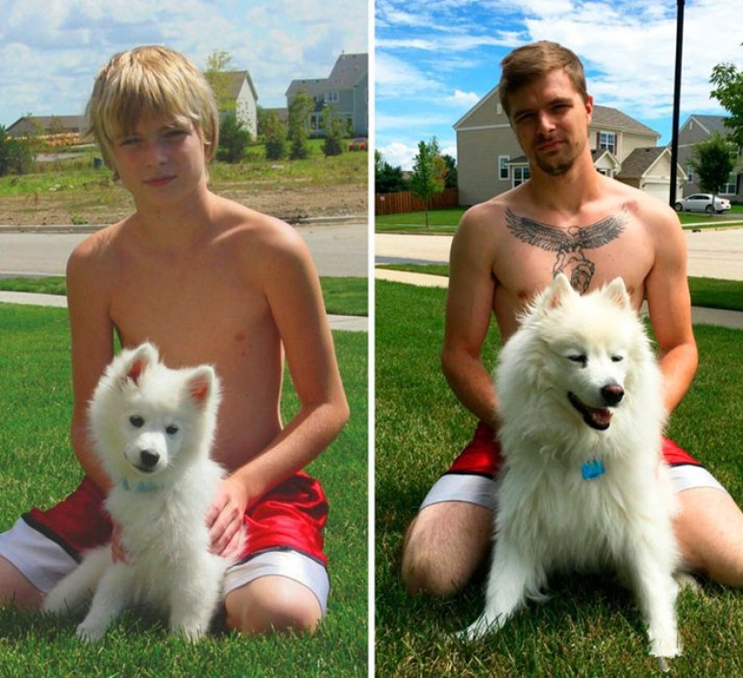 20 touching photos of dogs and their owners at the beginning of a friendship after many years