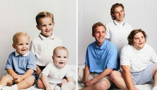 25 family photos that were recreated many years later