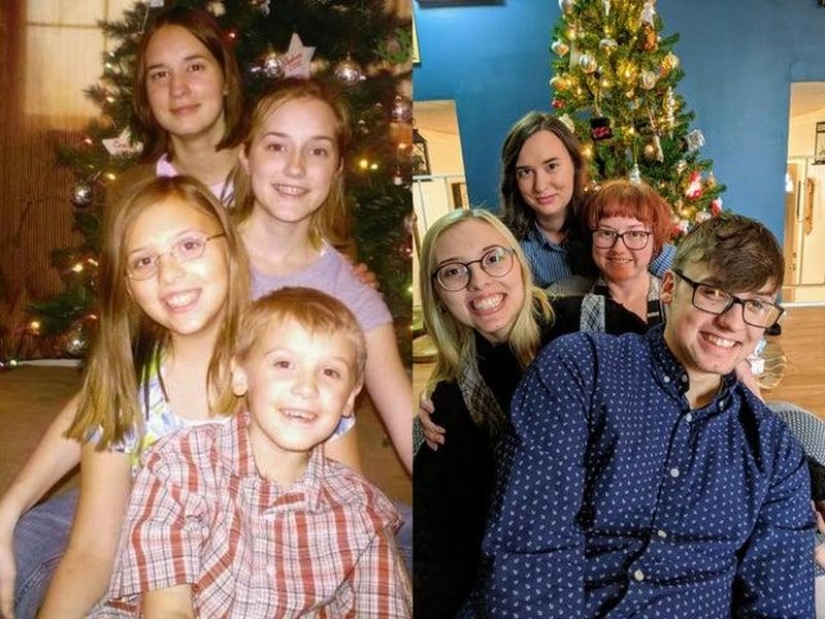 25 fotos familiares que se recrearon muchos años después