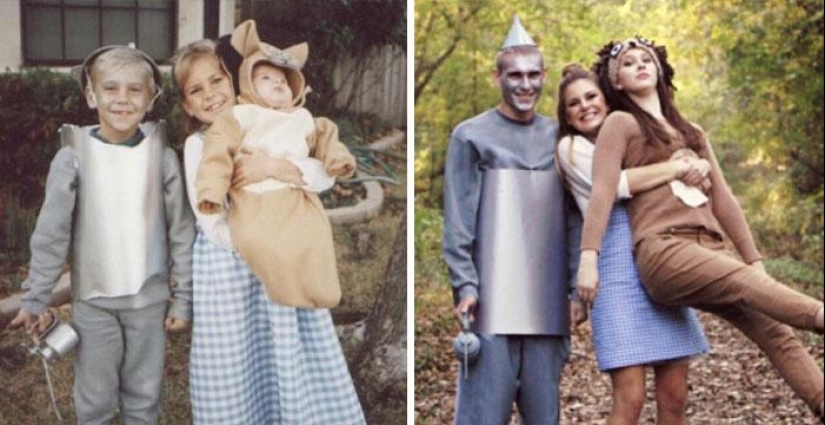 25 fotos familiares que se recrearon muchos años después