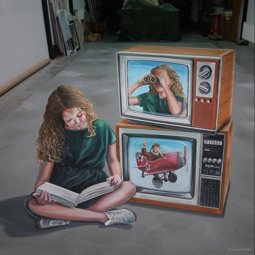 3D de dibujos de la artista holandesa para hacer que la gente estancia 3D de dibujos de la artista holandesa para hacer que la gente estancia