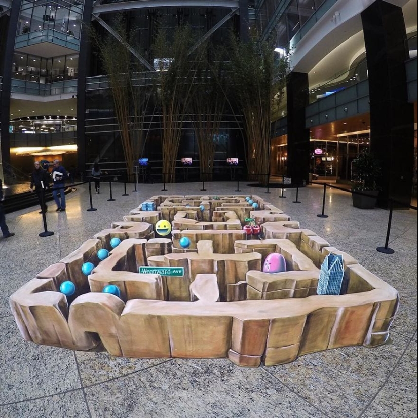 3D de dibujos de la artista holandesa para hacer que la gente estancia 3D de dibujos de la artista holandesa para hacer que la gente estancia