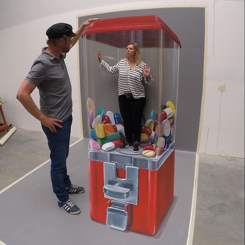 3D de dibujos de la artista holandesa para hacer que la gente estancia 3D de dibujos de la artista holandesa para hacer que la gente estancia