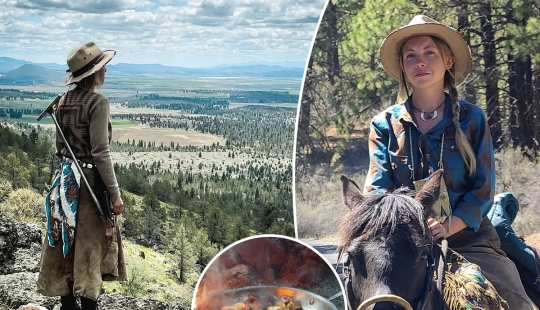 An American woman lives in a tent and eats animals that have been hit by cars.