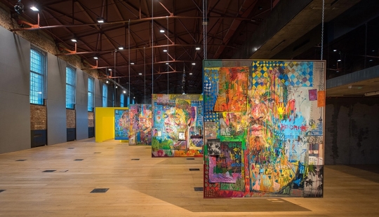 Andrew Salgado and his bold and vivid male portraits in mixed media