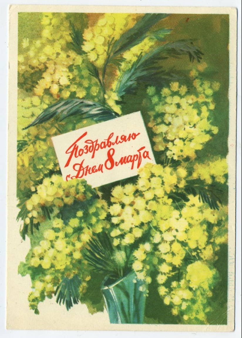 Antigua tarjeta postal para el 8 de Marzo de Antigua tarjeta postal para el 8 de Marzo de