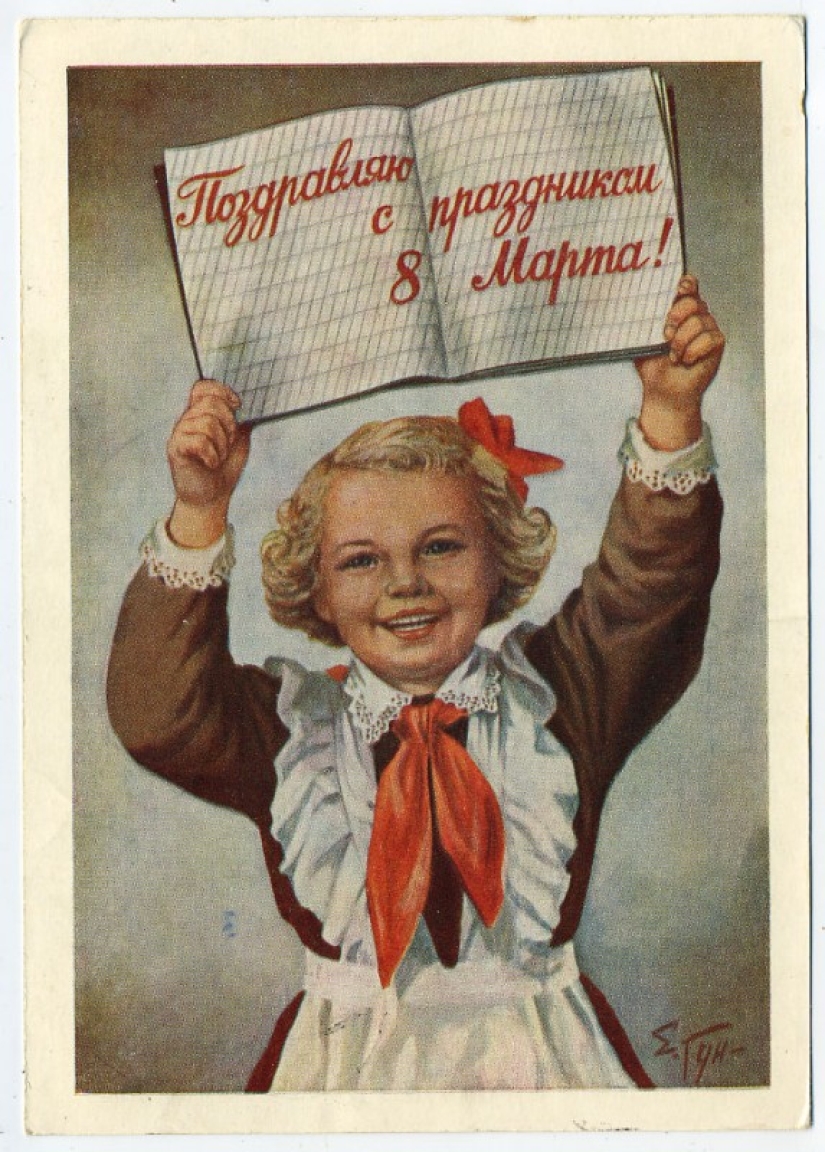 Antigua tarjeta postal para el 8 de Marzo de Antigua tarjeta postal para el 8 de Marzo de