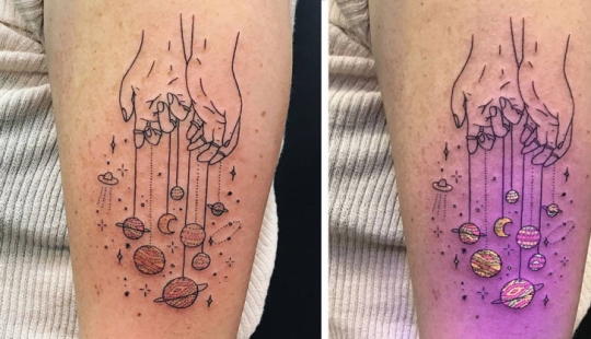 “Brilla, arde, mi estrella”: tatuajes que cambian bajo la luz ultravioleta “Brilla, arde, mi estrella”: tatuajes que cambian bajo la luz ultravioleta