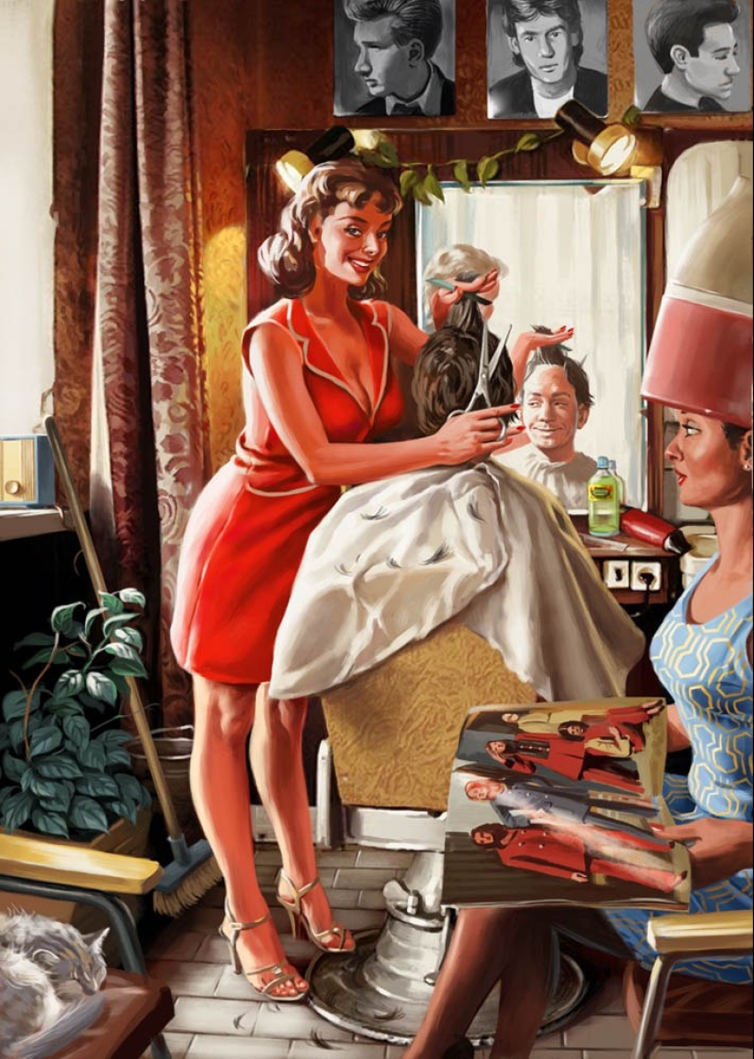 Carteles pin-up soviéticos por Valery Barykin