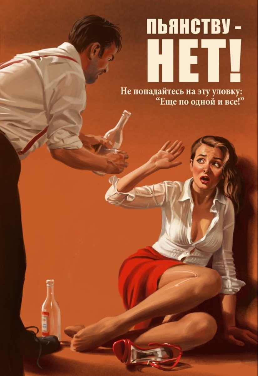 Carteles pin-up soviéticos por Valery Barykin