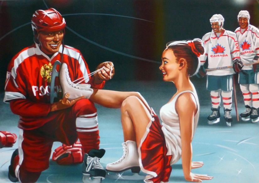 Carteles pin-up soviéticos por Valery Barykin