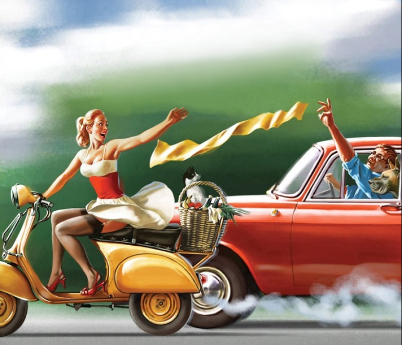 Carteles pin-up soviéticos por Valery Barykin