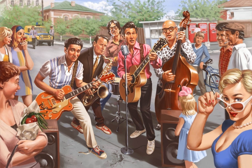 Carteles pin-up soviéticos por Valery Barykin