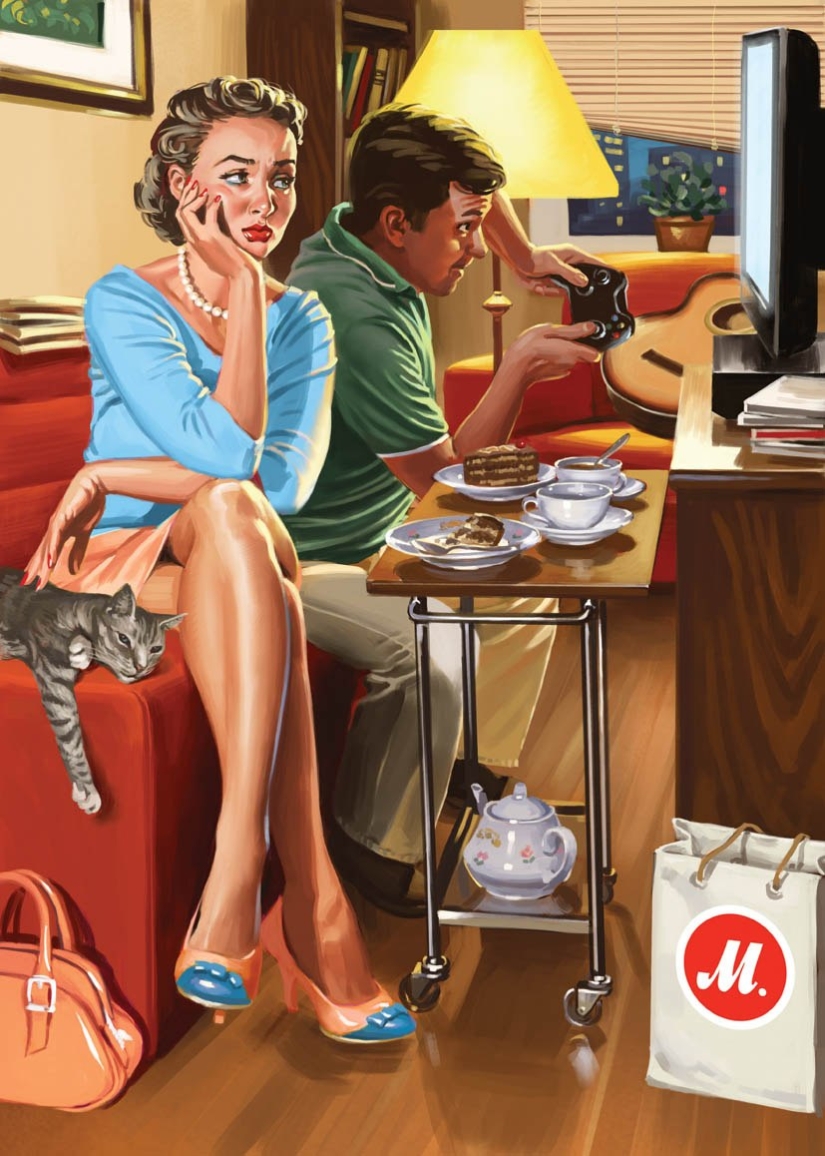 Carteles pin-up soviéticos por Valery Barykin