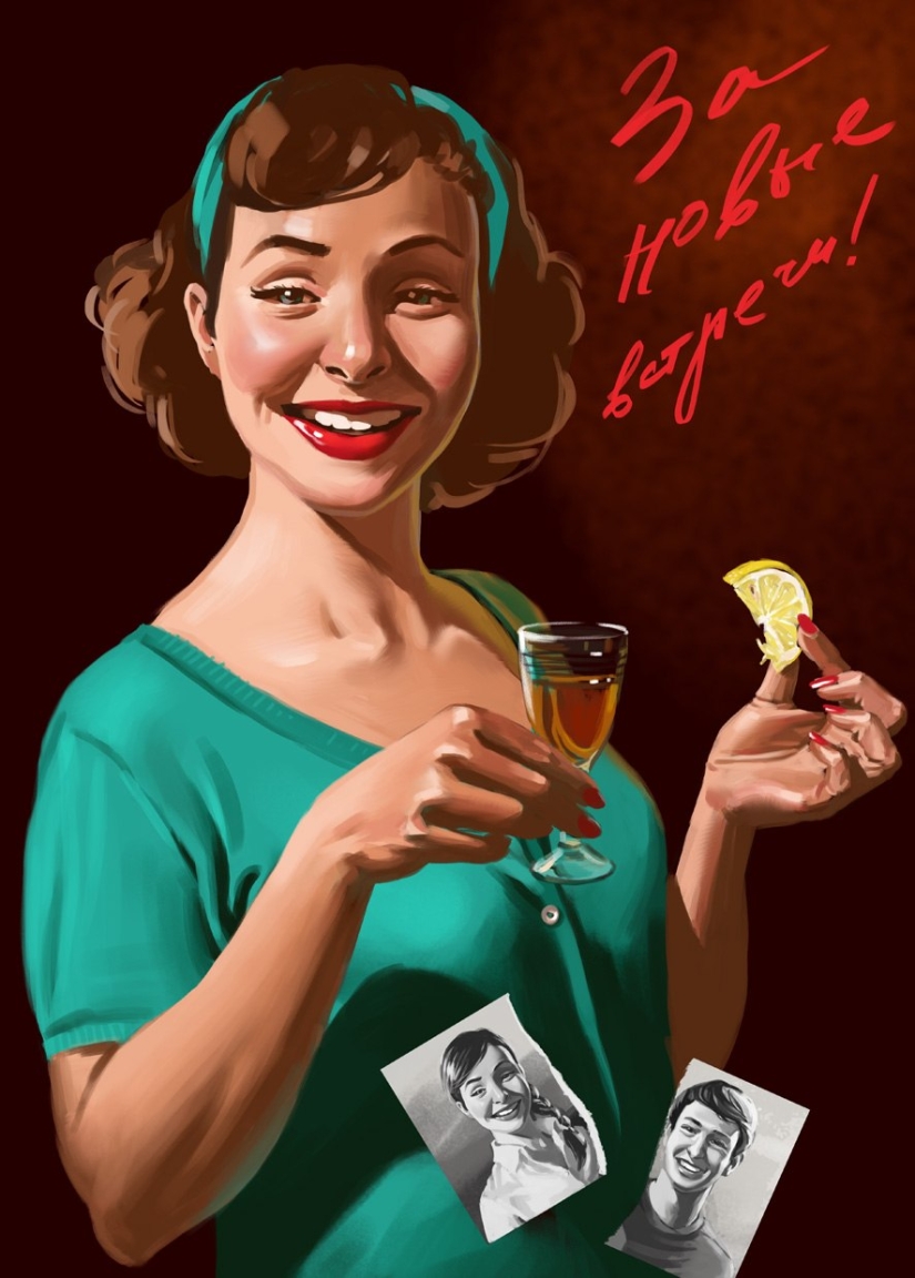 Carteles pin-up soviéticos por Valery Barykin