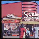 Color photographs of peaceful Los Angeles during and after World War II