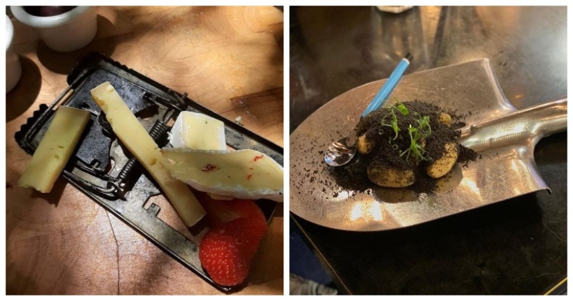 Croutons on a shovel: 22 examples of a very strange serving of dishes Croutons on a shovel: 22 examples of a very strange serving of dishes