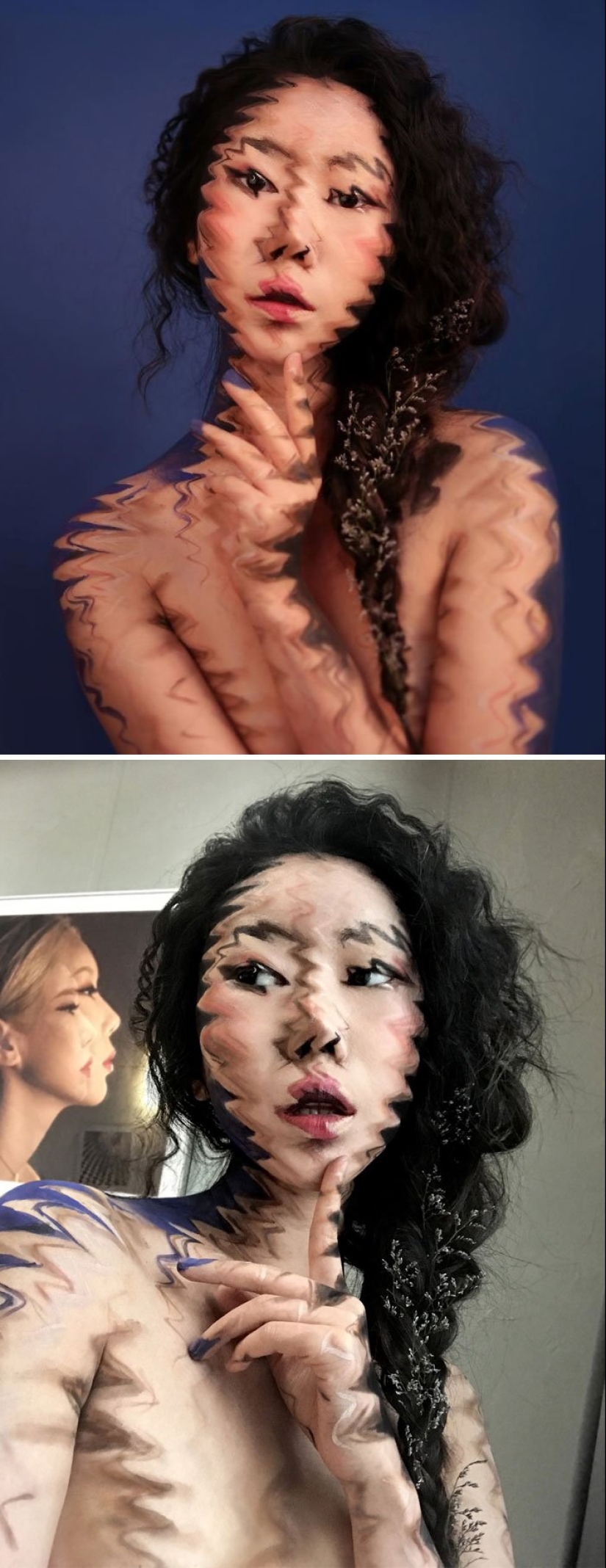 Deception on the face: a Korean woman draws mind-blowing optical illusions Deception on the face: a Korean woman draws mind-blowing optical illusions