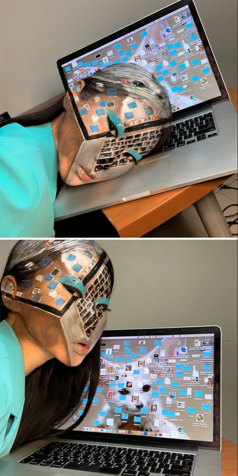 Deception on the face: a Korean woman draws mind-blowing optical illusions Deception on the face: a Korean woman draws mind-blowing optical illusions