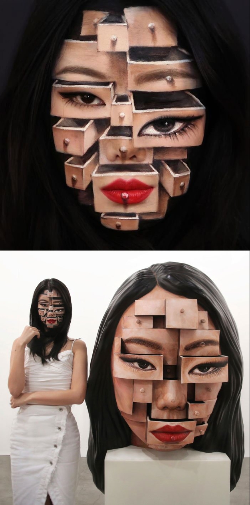 Deception on the face: a Korean woman draws mind-blowing optical illusions Deception on the face: a Korean woman draws mind-blowing optical illusions