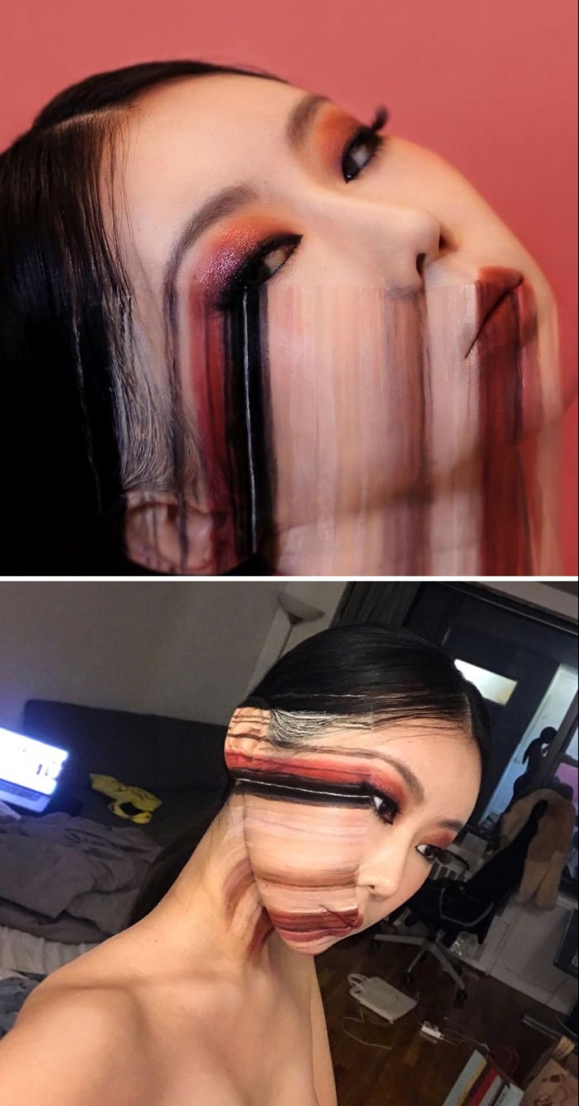 Deception on the face: a Korean woman draws mind-blowing optical illusions Deception on the face: a Korean woman draws mind-blowing optical illusions