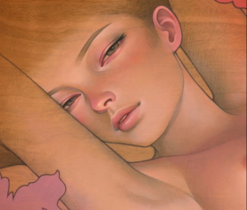 Delicate and Seductive Wood Paintings by Audrey Kawasaki Delicate and Seductive Wood Paintings by Audrey Kawasaki