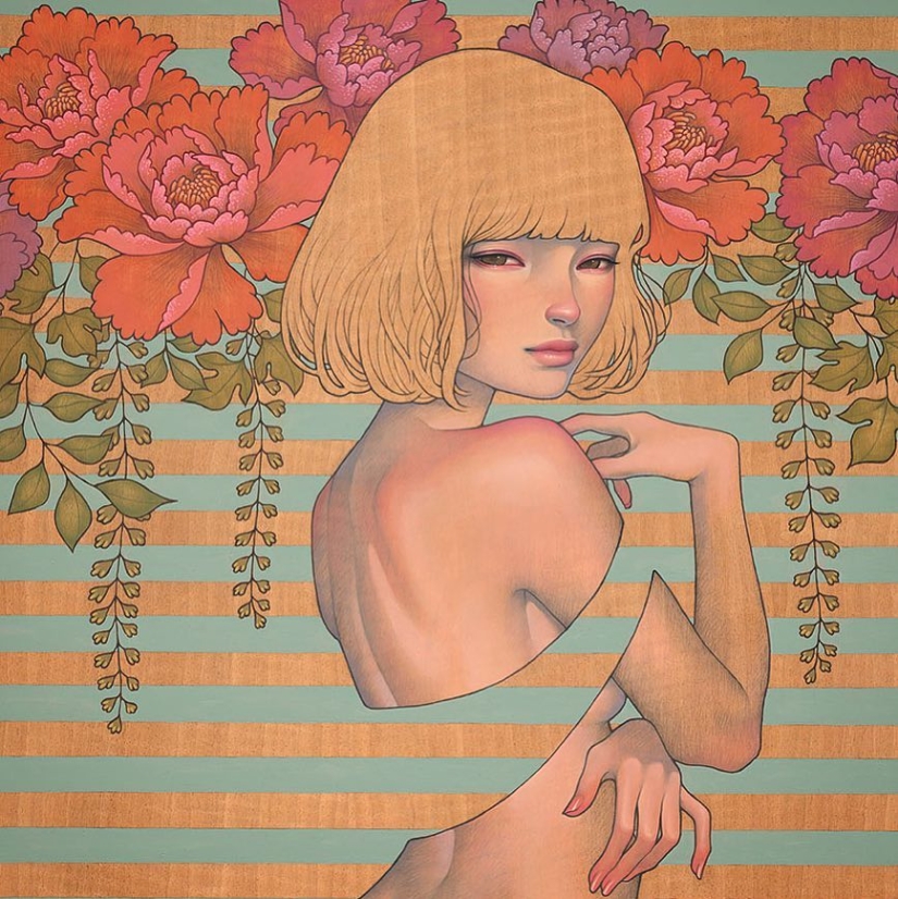 Delicate and Seductive Wood Paintings by Audrey Kawasaki Delicate and Seductive Wood Paintings by Audrey Kawasaki