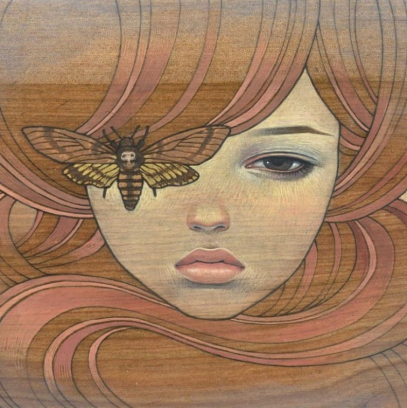 Delicate and Seductive Wood Paintings by Audrey Kawasaki Delicate and Seductive Wood Paintings by Audrey Kawasaki