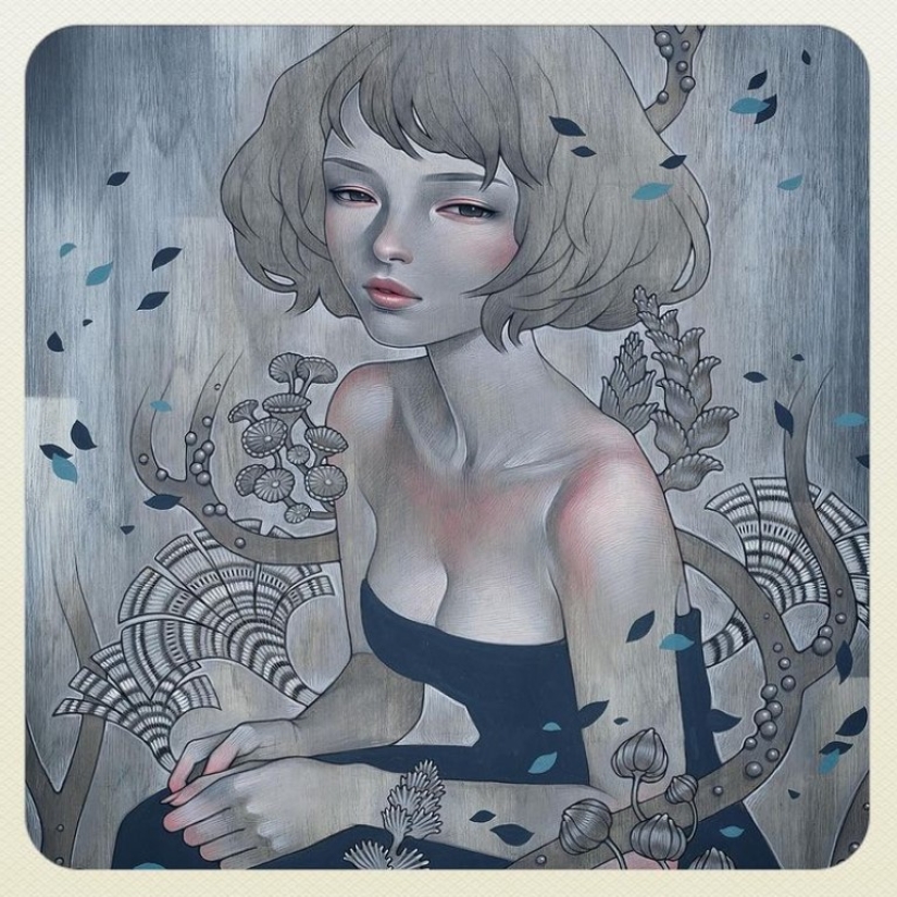 Delicate and Seductive Wood Paintings by Audrey Kawasaki Delicate and Seductive Wood Paintings by Audrey Kawasaki