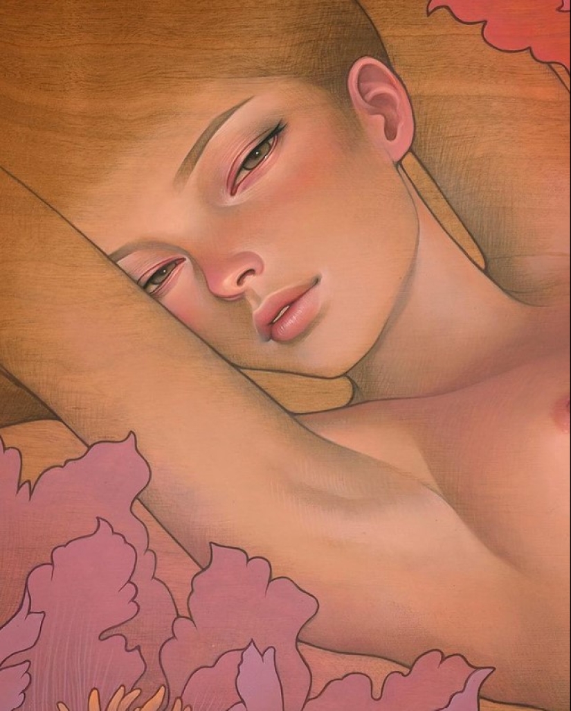 Delicate and Seductive Wood Paintings by Audrey Kawasaki Delicate and Seductive Wood Paintings by Audrey Kawasaki