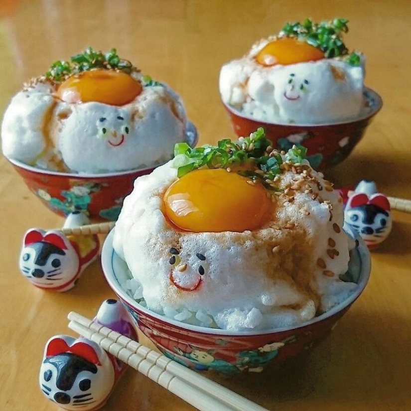 Deliciosos y hermosos huevos de un gran Japonés mamá