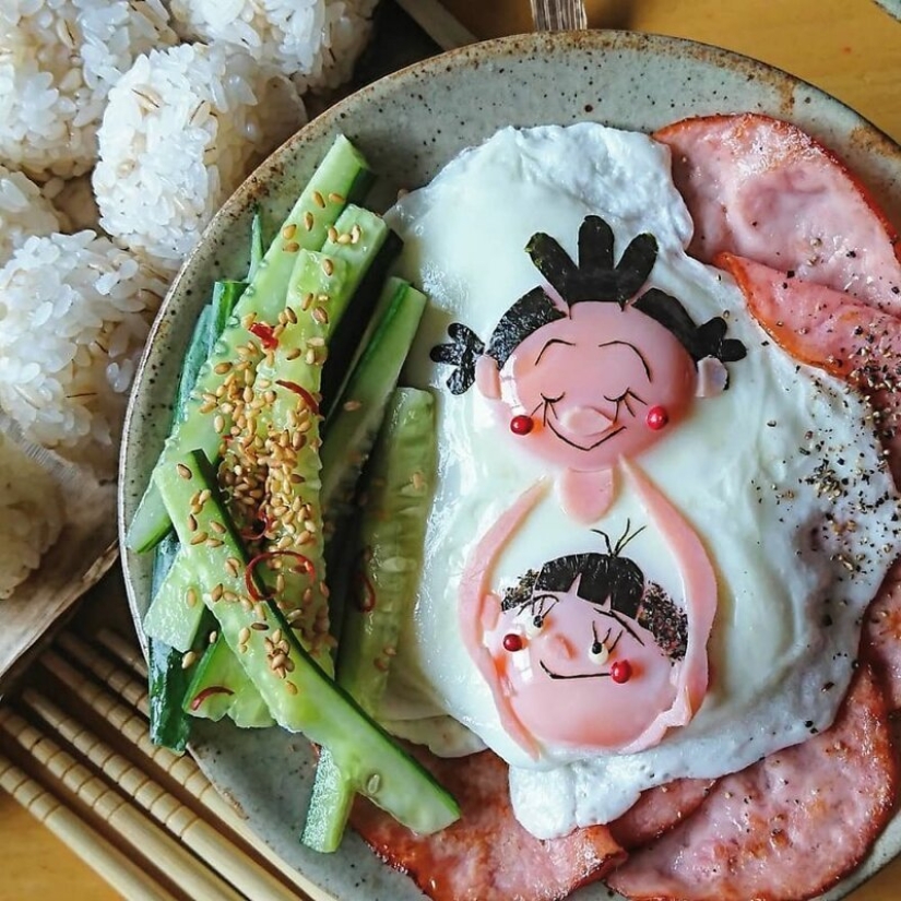 Deliciosos y hermosos huevos de un gran Japonés mamá