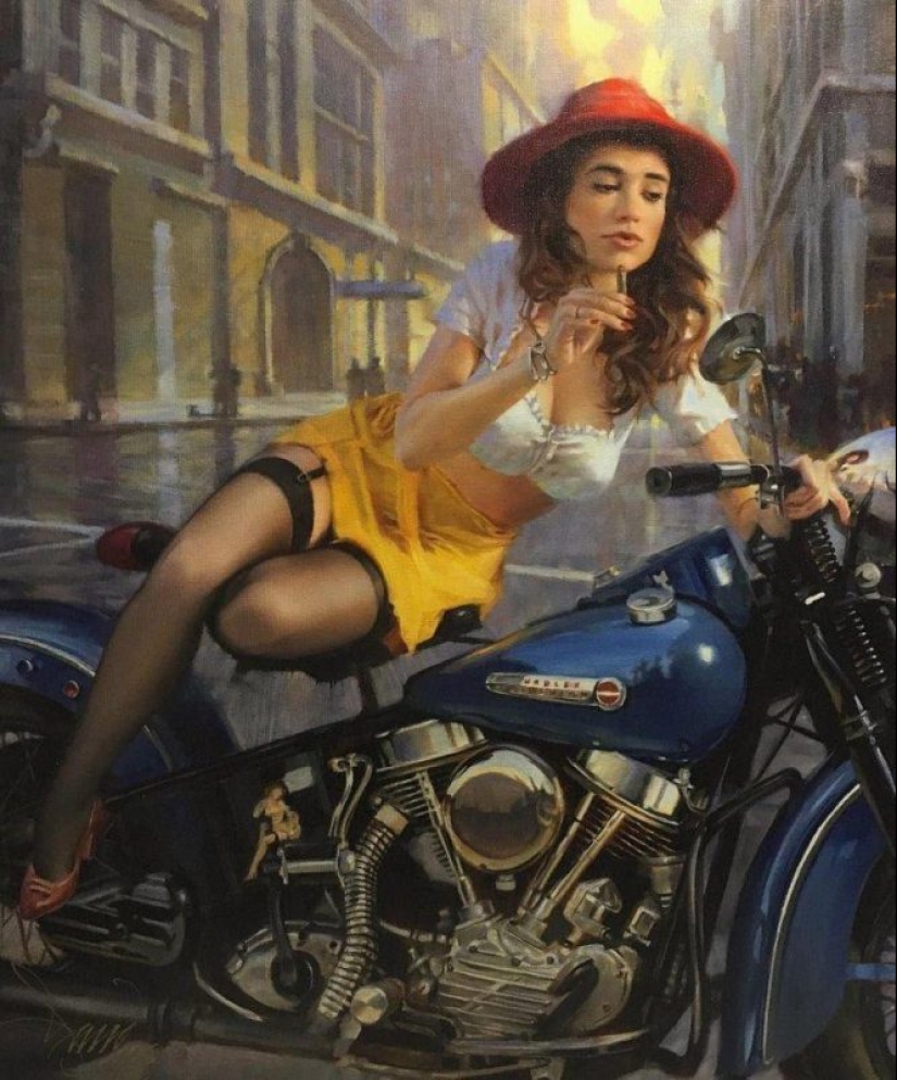 Dios Moto de arte David UHL y su belleza Harley-Davidson