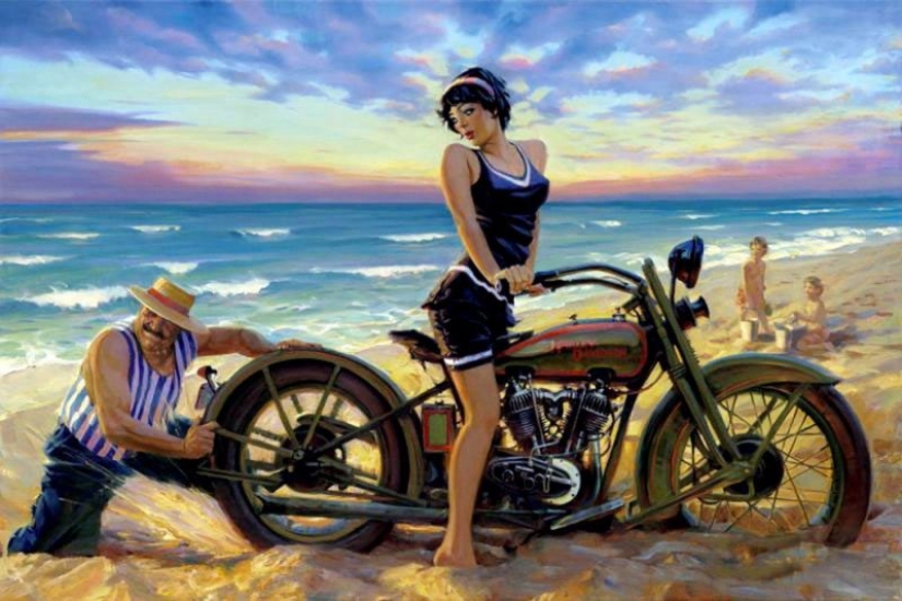 Dios Moto de arte David UHL y su belleza Harley-Davidson