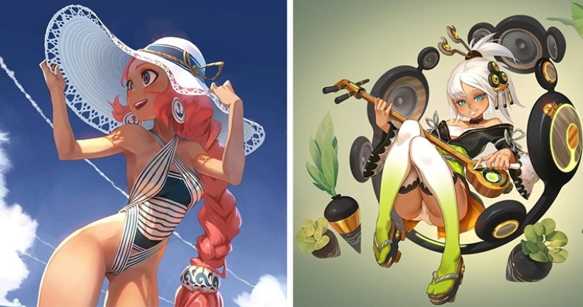 Divertidas chicas del ilustrador Javier Hussin, que vive en la Luna Divertidas chicas del ilustrador Javier Hussin, que vive en la Luna