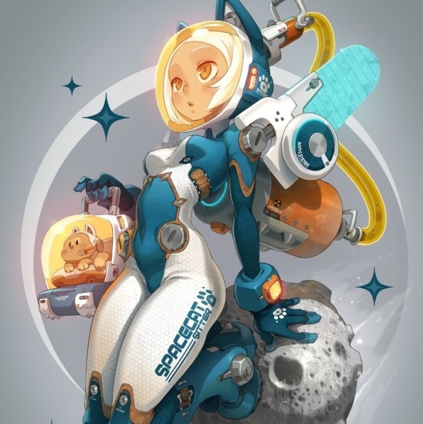 Divertidas chicas del ilustrador Javier Hussin, que vive en la Luna Divertidas chicas del ilustrador Javier Hussin, que vive en la Luna