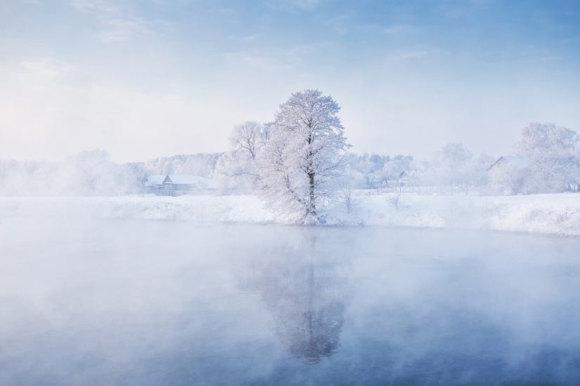 El fotógrafo se levanta temprano por la mañana todos los días para capturar la belleza del invierno