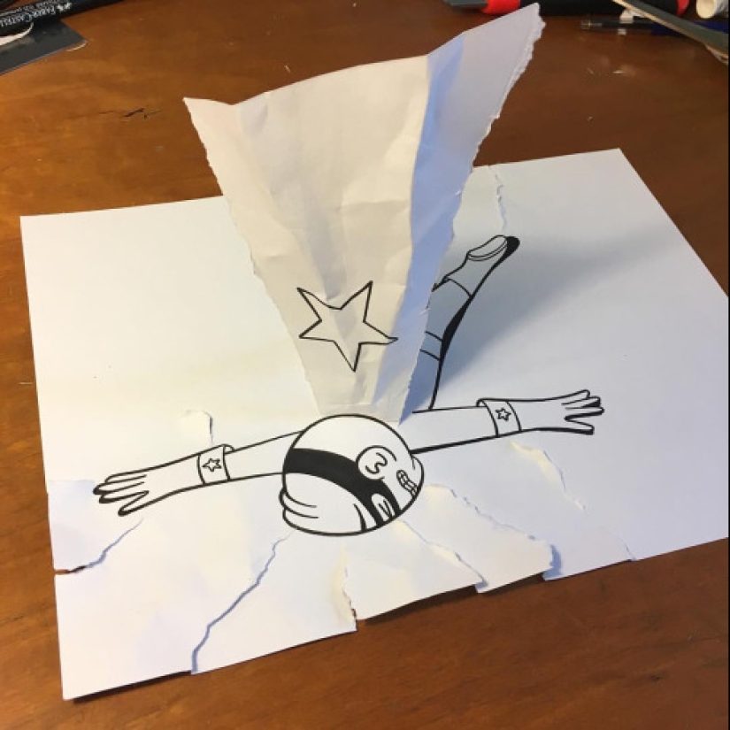 Experimentos con papel: cómicos dibujos 3D de un artista danés Experimentos con papel: cómicos dibujos 3D de un artista danés