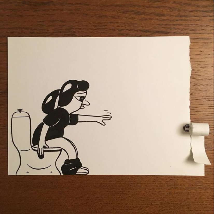 Experiments with paper: comical 3D drawings by a Danish artist Experiments with paper: comical 3D drawings by a Danish artist