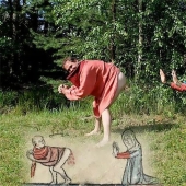 Extraño y divertido medieval reconstrucción dibujos