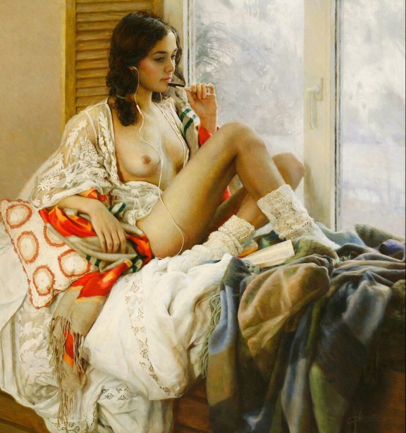 Female beauty and tenderness in the paintings of the artist Marina Marina