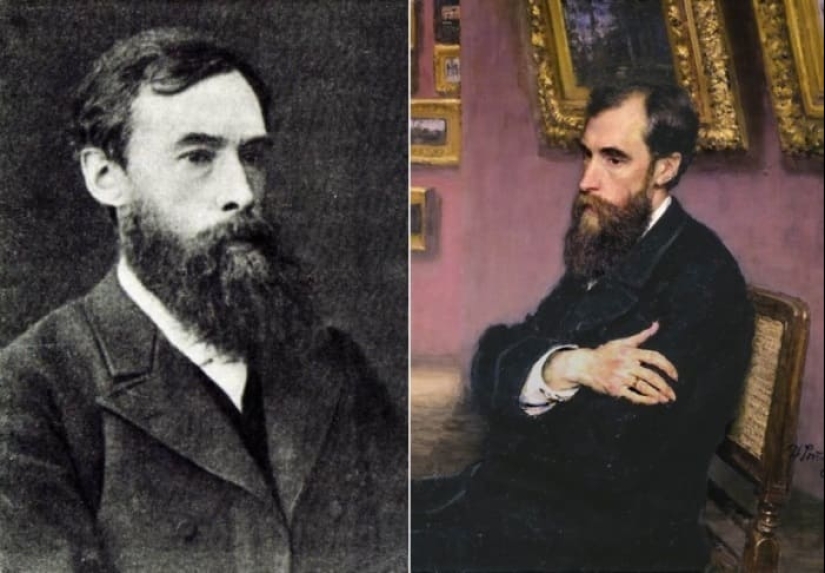 Find 10 differences: contemporaries of Repin in his portraits and in life