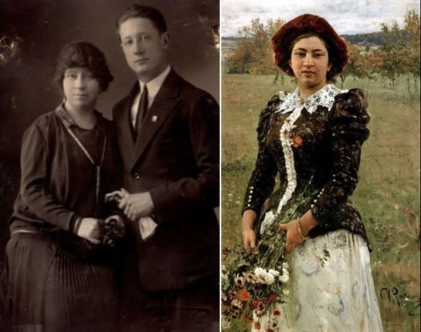 Find 10 differences: contemporaries of Repin in his portraits and in life