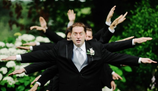 Friends of the groom, without whom the wedding photo shoot would be the most boring event