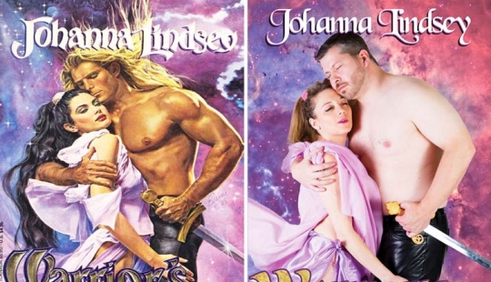 Funny recreation of romance novel covers by ordinary people Funny recreation of romance novel covers by ordinary people